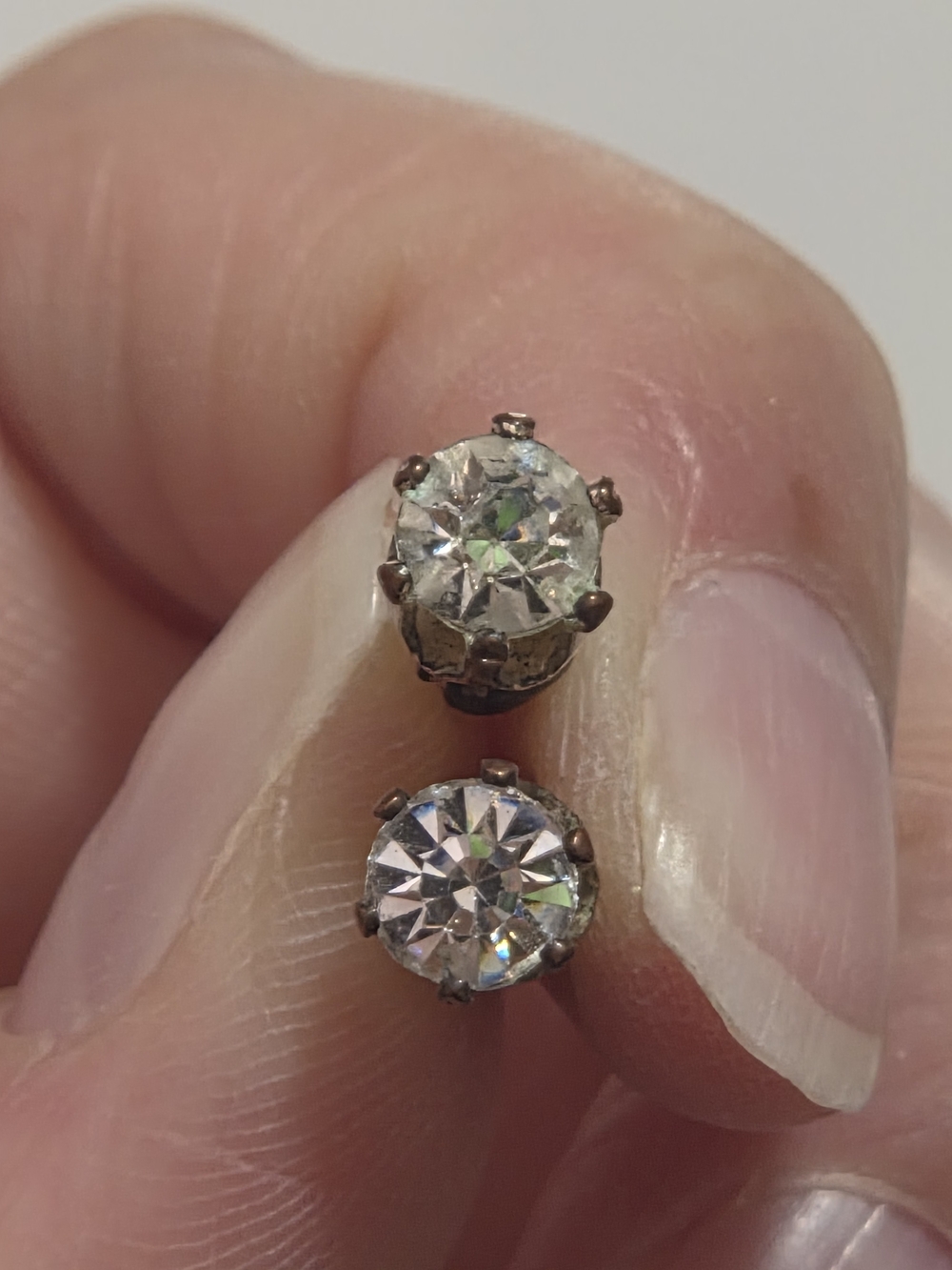 Classic Clear Crystal Stud Earrings in Silver Tone
